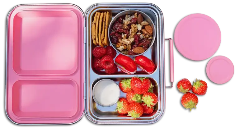Cutie bento box roz compartimentata pentru fete